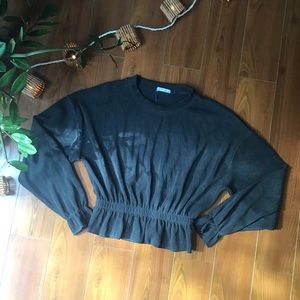 Zara puffy gathered long sleeve cropped top